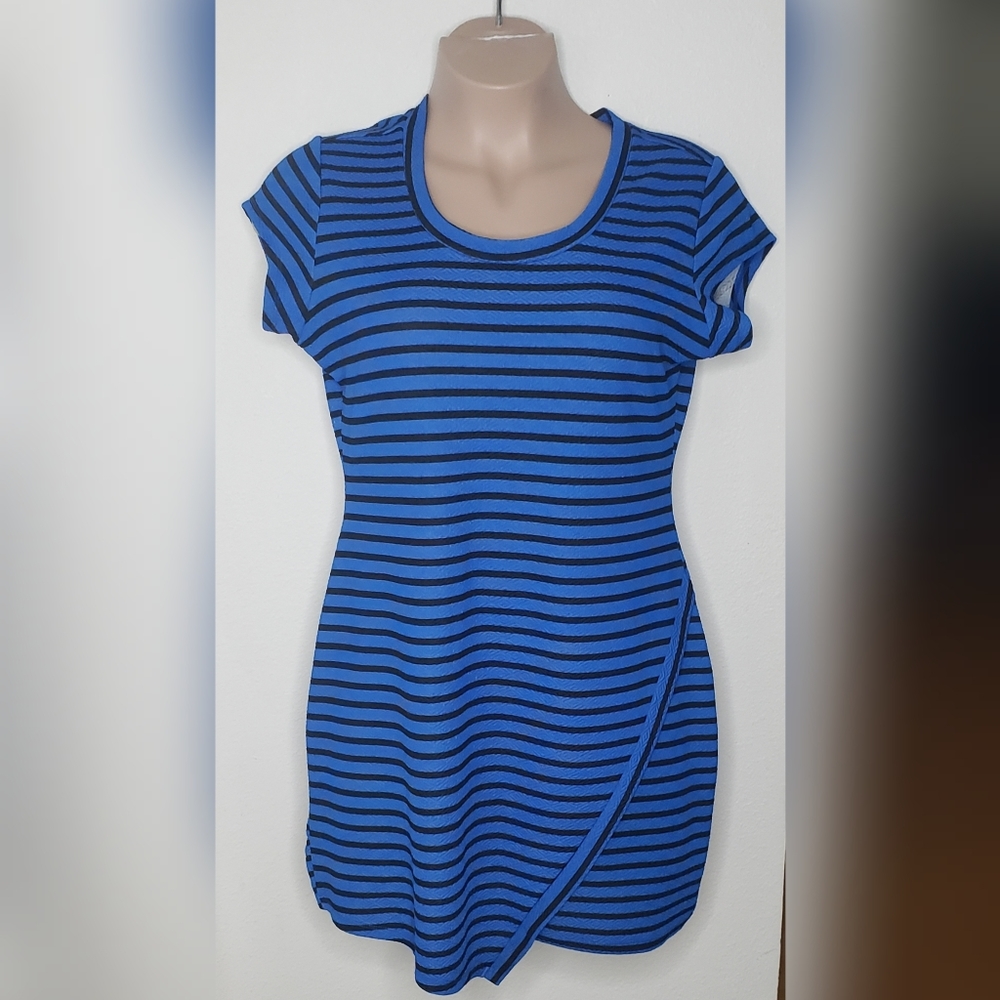 NO BOUNDARIES Blue Black Striped Bodycon Dress